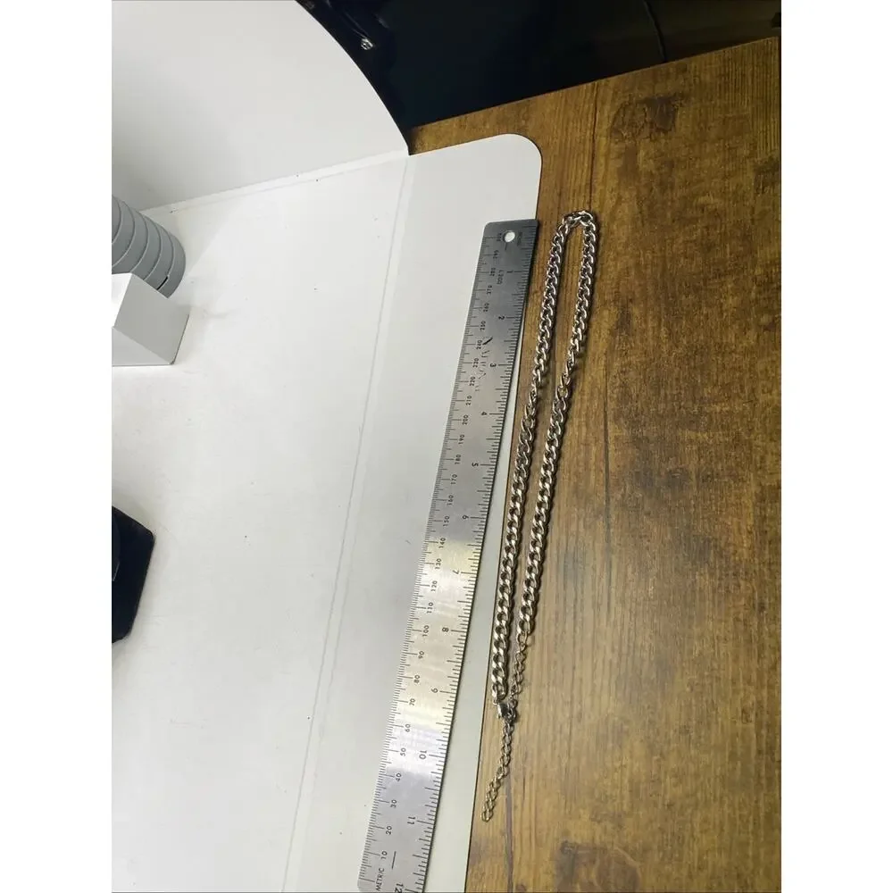 Mens Silver Tone Cuban Link Style Chain Necklace